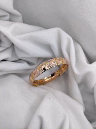 Floral Gold Three-Tone Bangle