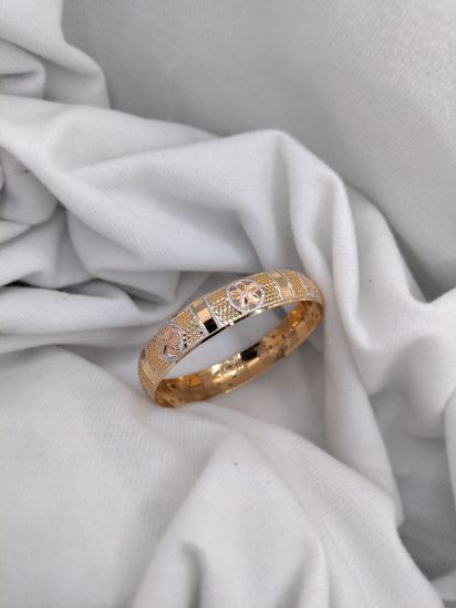 Floral Gold Three-Tone Bangle