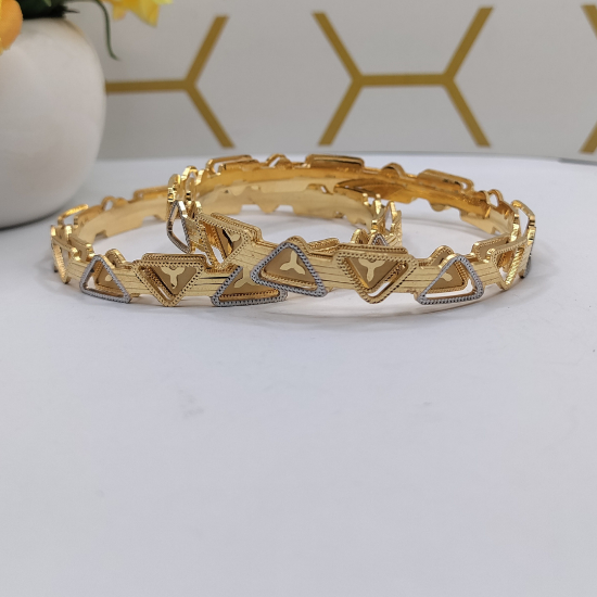 CNC Crafted Triangular Gold Bangles