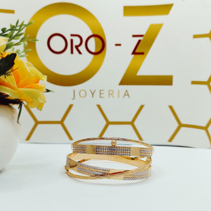 Picture of Tokyo Gold CNC Bangles With Vertical Para and Fleck Design