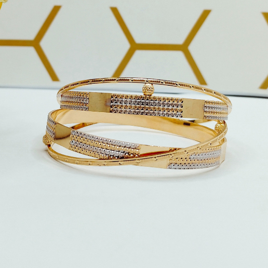 Picture of Tokyo Gold CNC Bangles With Vertical Para and Fleck Design