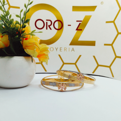 Picture of Floral Design With Modern Touch Gold CNC Tokyo Bangles