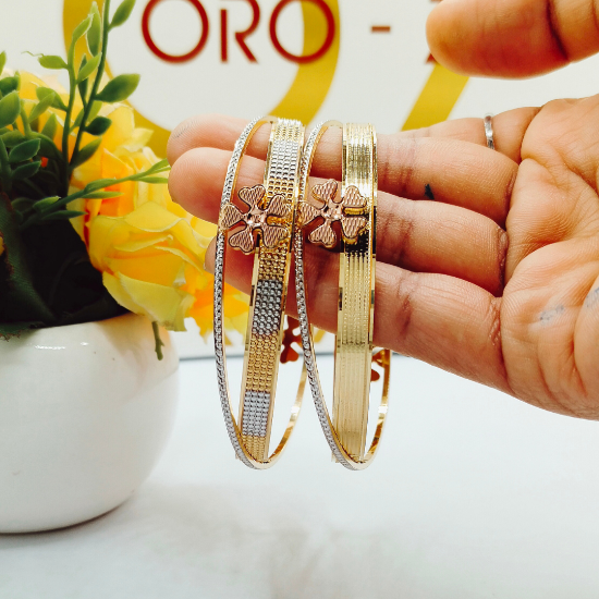 Picture of Floral Design With Modern Touch Gold CNC Tokyo Bangles