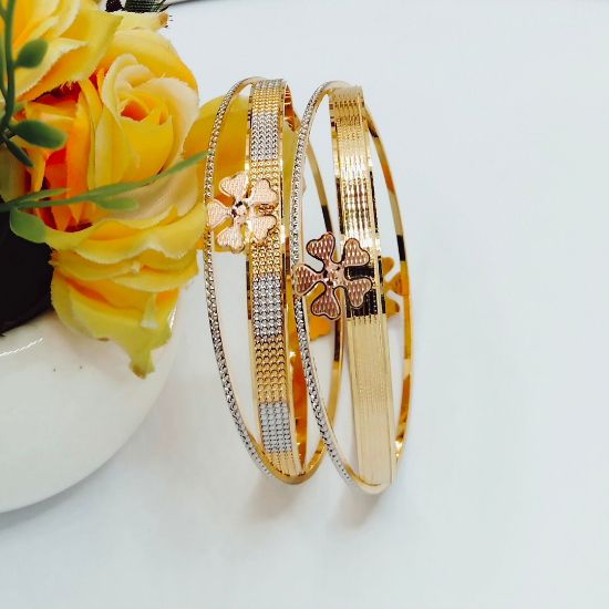 Picture of Floral Design With Modern Touch Gold CNC Tokyo Bangles