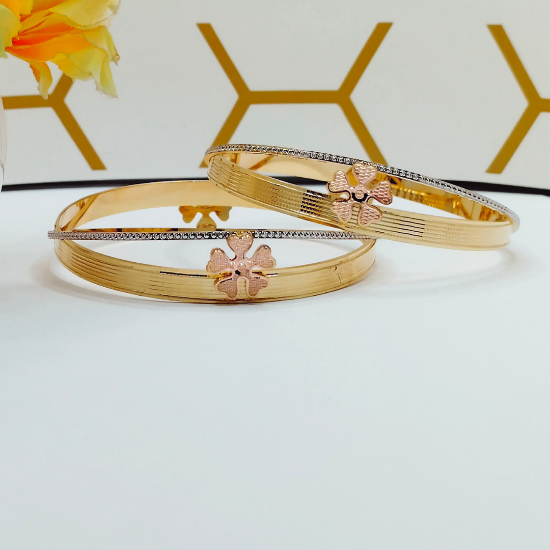 Picture of Floral Design With Modern Touch Gold CNC Tokyo Bangles