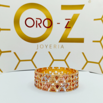 22K tri-tone CNC gold bangles for women