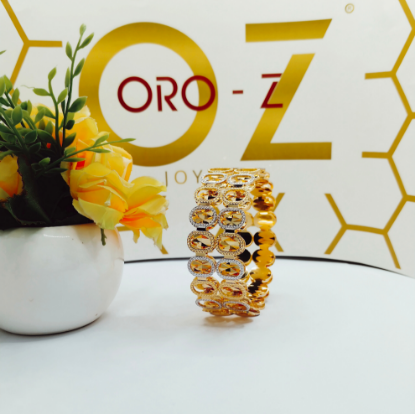 Sparkling CNC gold bangles