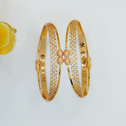 Picture of New Gleaming Style London CNC Gold Bangles