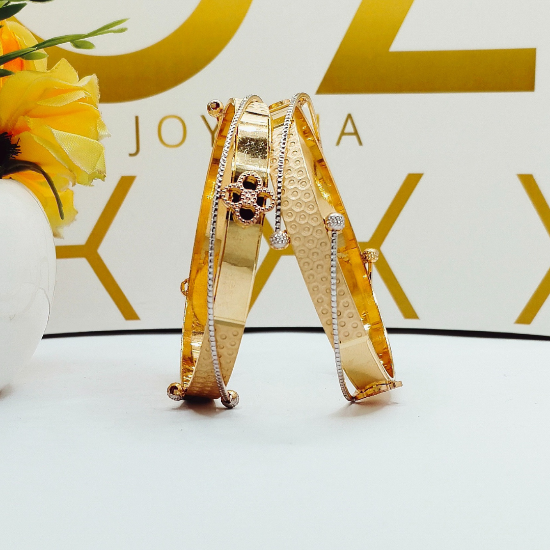 Gold Bangles with Leaf Motif