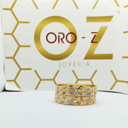 Picture of Three Tone Laser Technique London CNC Gold  Bangles 