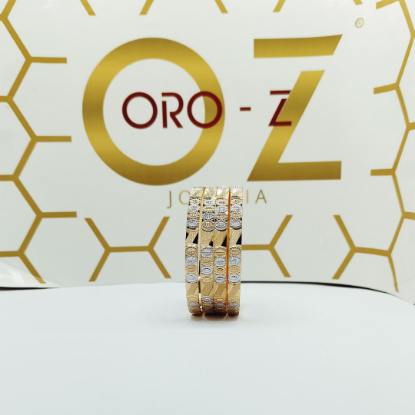 Picture of Sparkling CNC With Strip Design London Gold Bangles 