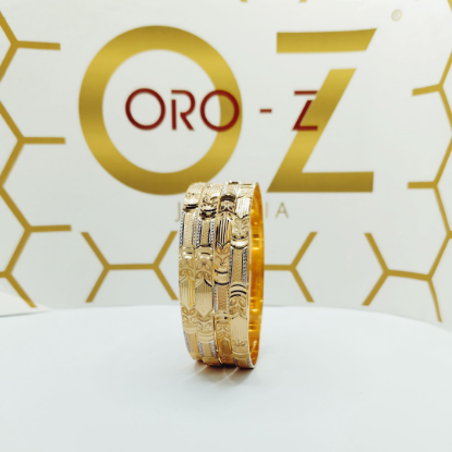 Picture of New Leafy Design Gold London CNC Bangles