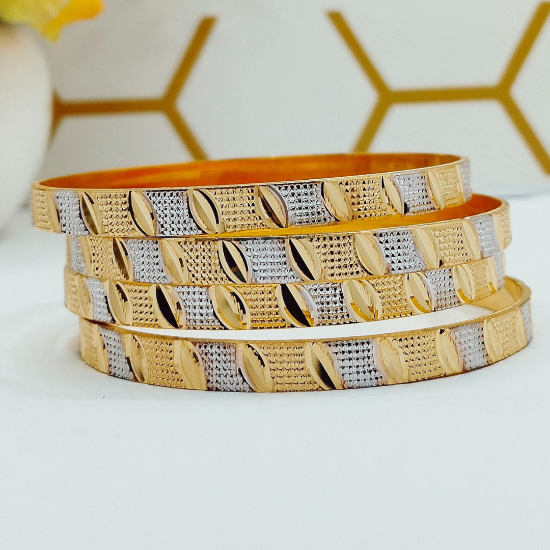 Picture of ORO-Z  Glisten CNC Gold London Bangles