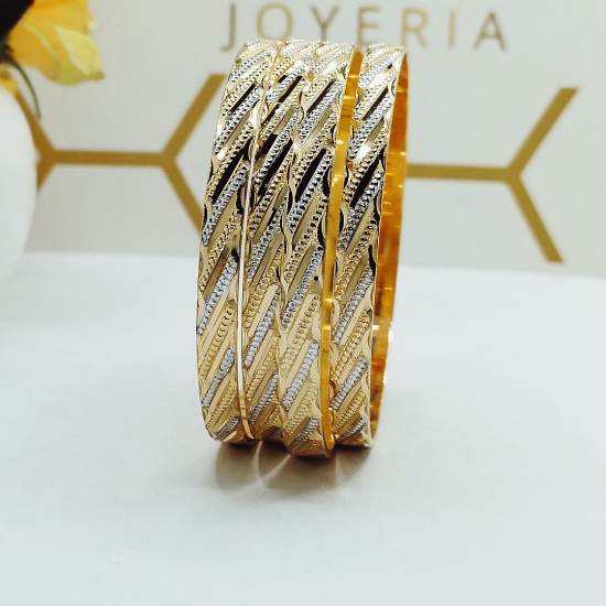 Picture of New Twisty Pattern London CNC Gold Bangles