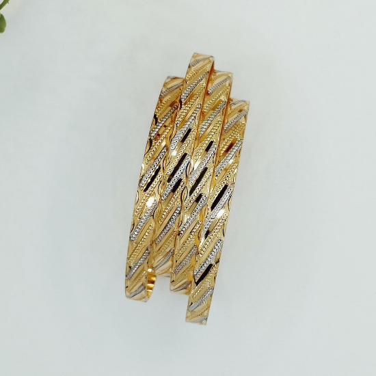 Picture of New Twisty Pattern London CNC Gold Bangles