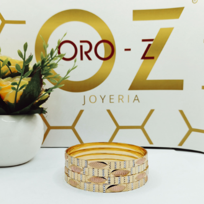 Picture of Three Tone Trendy London CNC Gold Bangles
