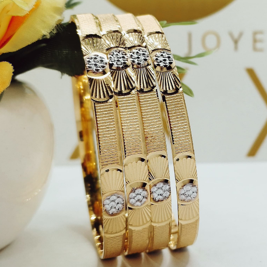 Picture of New Leafy Design Gold London CNC Bangles