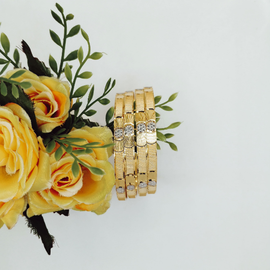 Picture of New Leafy Design Gold London CNC Bangles