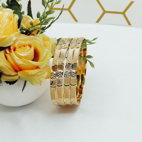 Picture of New Leafy Design Gold London CNC Bangles