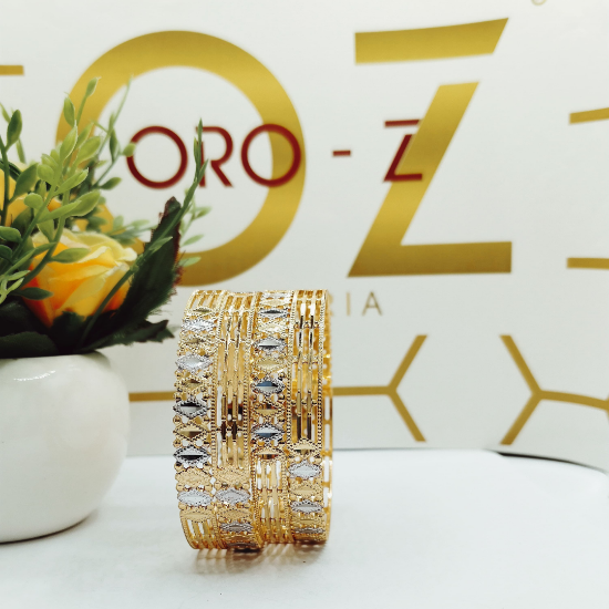 Gold Bangle with White Finish